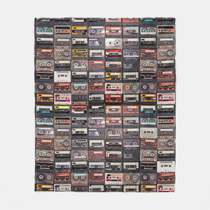 Huge collection of audio cassettes. Retro musical Fleecedecke
