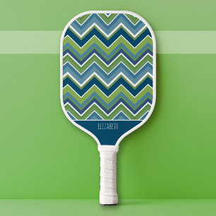 Huge Colorful Pastel Chevron Pattern - Script Name Pickleball Schläger