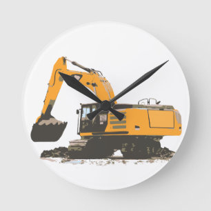 Huge Dirt Excavator Runde Wanduhr