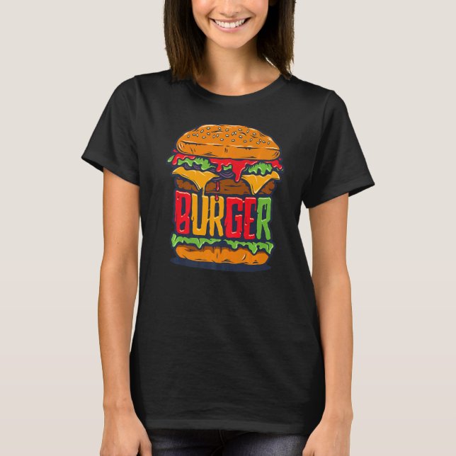 Huge Hamburger Cheeseburger Restaurant Burger T-Shirt (Vorderseite)
