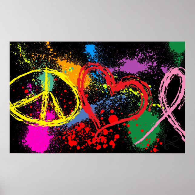 "Huge" Peace Love Hope Paint Splatter Poster (Vorne)