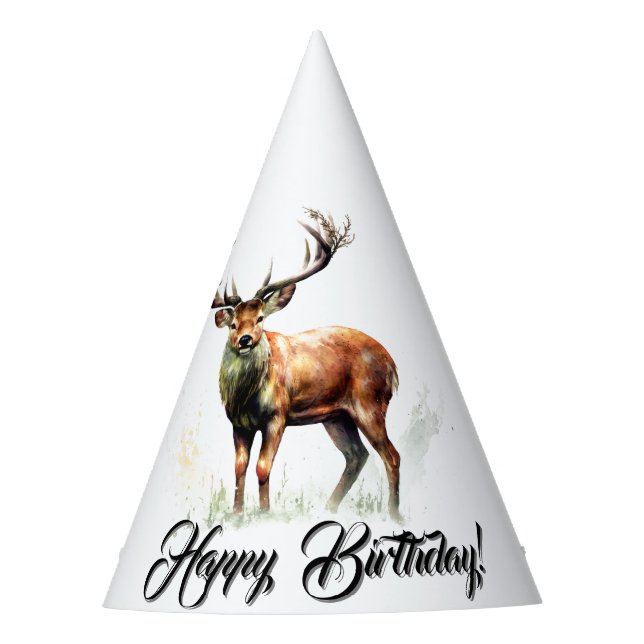 Huge Racks Deer Happy Birthday Partyhütchen (Vorderseite)