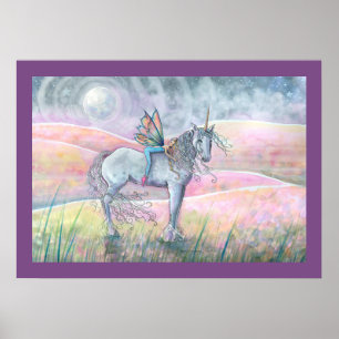 Hügel des Zaubers Einhorn und Feen Fantasy Kunst Poster