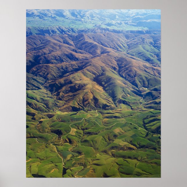 Hügel in der südländischen Region Neuseeland Poster (Vorne)
