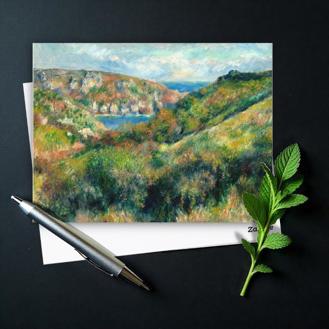 Hügel um die Bucht von Moulin Huet, Renoir Postkarte (Von Creator hochgeladen)