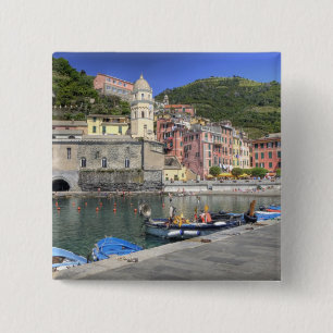 Hügelstadt Vernazza, Cinque Terre, Ligurien Button