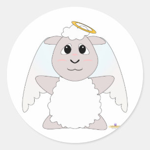 Huggable Angel White Sheep Runder Aufkleber