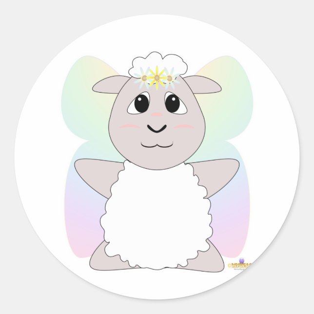 Huggable Fairy White Sheep Runder Aufkleber (Vorderseite)