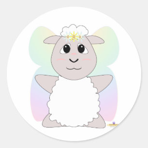Huggable Fairy White Sheep Runder Aufkleber