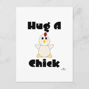 Huggable weiße Hühnchen umarmen Küken Postkarte