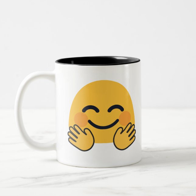 Hugging Emoji Zweifarbige Tasse (Links)