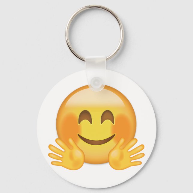 Hugging Face Emoji Schlüsselanhänger (Vorderseite)