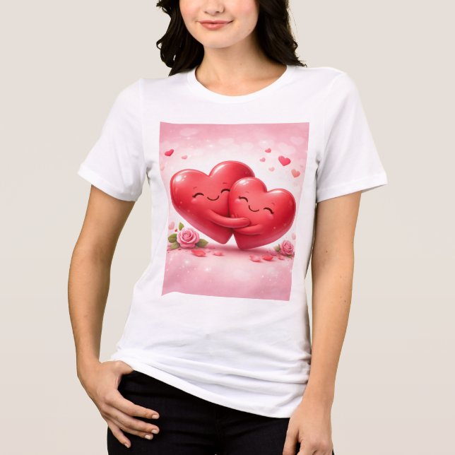 Hugging Hearts T-Shirt | Romantic Love Shirt with  (Vorderseite)