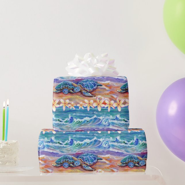 Hugging Sea Turtles Hawaiian Honu Geschenkpapier (Partygeschenke)