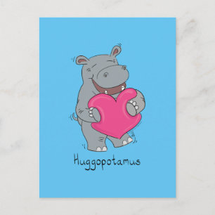 Huggopotamus Valentine's Day Hippo Carte Postale B