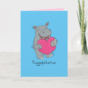 Huggopotamus Valentinstag Hippo Card Blau Karte