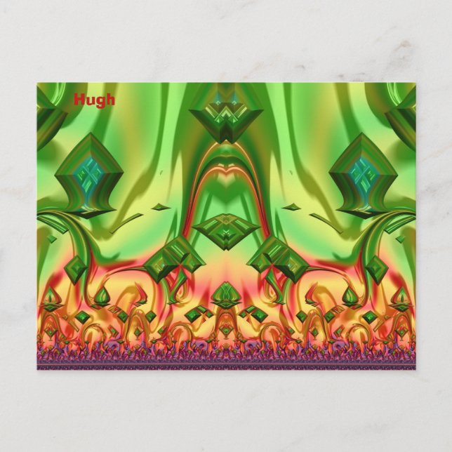 HUGH ~ 3D Design Pattern ~ Weihnachtsfarben~ Postkarte (Vorderseite)