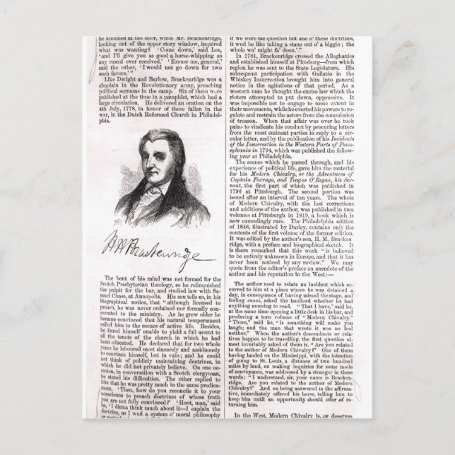 Hugh Henry Brackenridge Postkarte (Vorderseite)