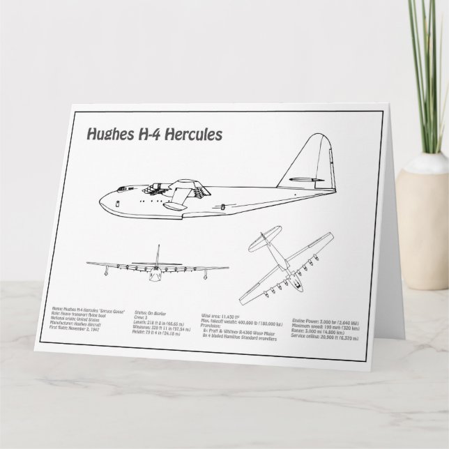 Hughes H-4 Hercules Spruce Goose - Flugzeugpläne Dankeskarte (Vorderseite)