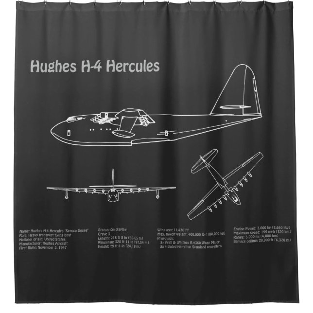 Hughes H-4 Hercules Spruce Goose - Flugzeugpläne Duschvorhang (Vorderseite)