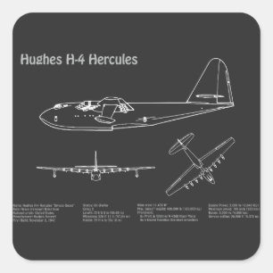 Hughes H-4 Hercules Spruce Goose - Flugzeugpläne Quadratischer Aufkleber