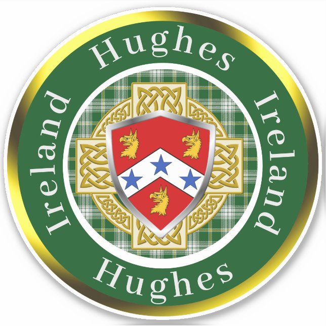 Hughes Shield & Celtic Cross Personalisiert Aufkleber (Vorderseite)