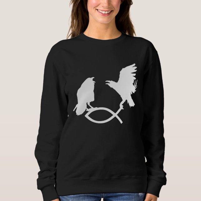 Hugin & Munin Catch Christian Fish  Odin Thor  Vik Sweatshirt (Vorderseite)