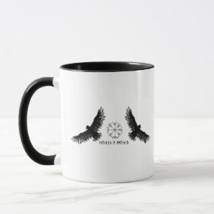 Hugin & Munin   Vegvisir   Odins Raben   schwarz Tasse