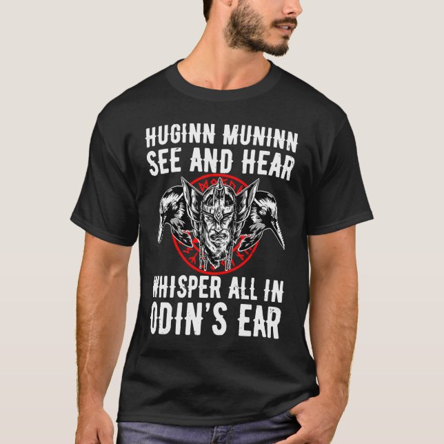 Huginn Muninn Odin Ravengod Wotan Thor T-Shirt (Vorderseite)