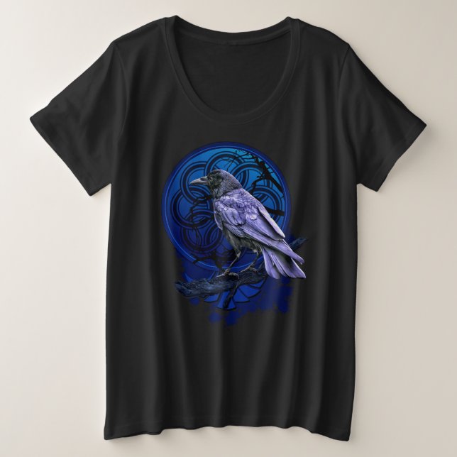 Huginn the Raven Midnight Nordic Tidings Große Größe T-Shirt (Design vorne)