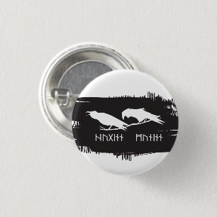 Huginn und Muninn Wikinger Raben nordeuropäische T Button