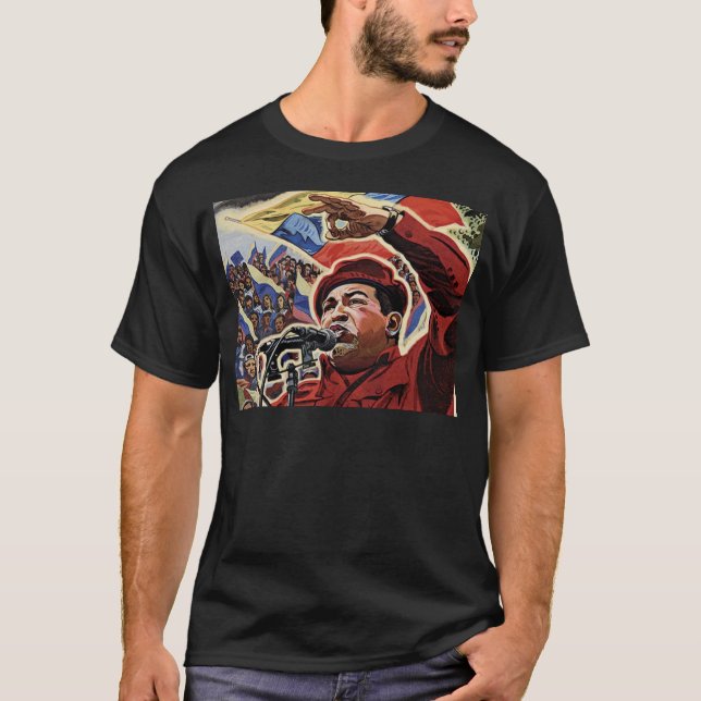 Hugo Chavez - Stil der Cartoon Revolution T-Shirt (Vorderseite)