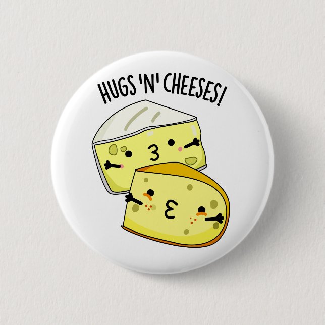 Hugs and Cheeses Funny Cheese Puff Button (Vorderseite)