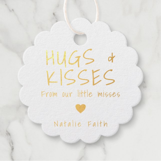 Hugs and Kisses Heart Niedlich Girl Baby Shower Go Geschenkanhänger (Vorderseite)