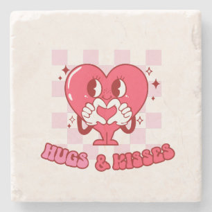 "Hugs and Kisses" Niedliches und liebenswertes r Steinuntersetzer
