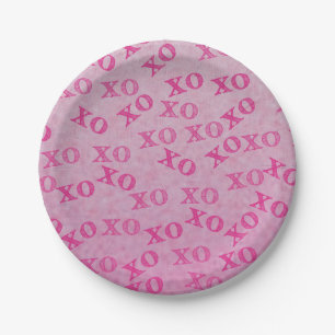 Hugs and Kisses Pink XO Pappteller