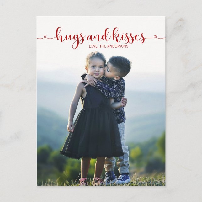 Hugs and Kisses Valentine's Day Foto Postkarte (Vorderseite)