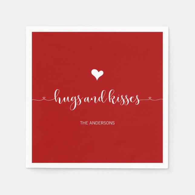 Hugs and Kisses Valentine's Day Paper Napkins Serviette (Vorderseite)