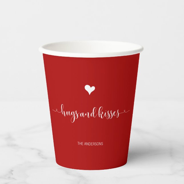 Hugs and Kisses Valentine's Day Pappbecher (Vorderseite)