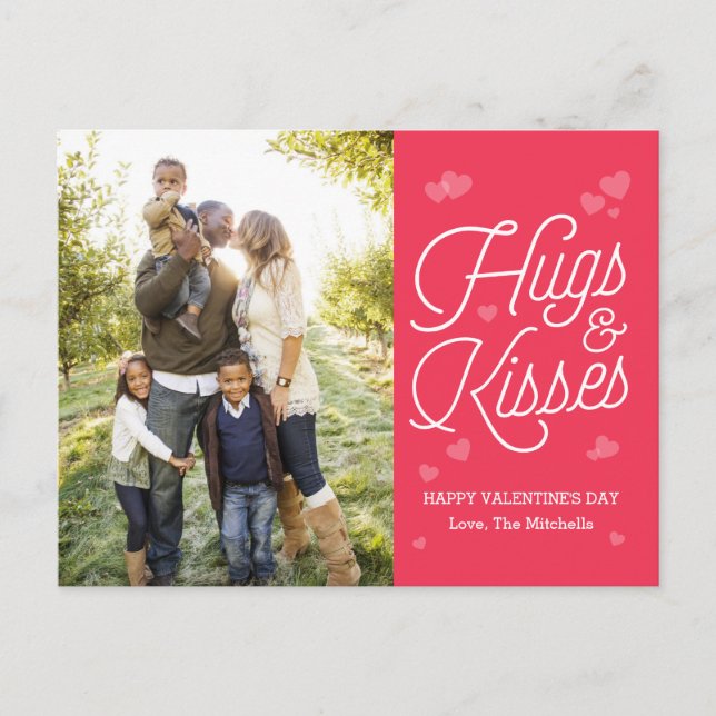 Hugs and Kisses Valentine's Day Postcard Postkarte (Vorderseite)