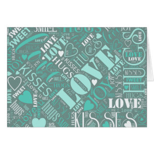 Hugs and Kisses Word Cloud Turquoise ID286