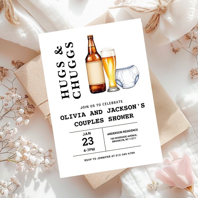 Hugs & Chuggs Beers Diapers Paare Babydusche Einladung (Von Creator hochgeladen)