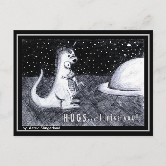 HUGS... Ich vermisse dich Postkarte (Vorderseite)