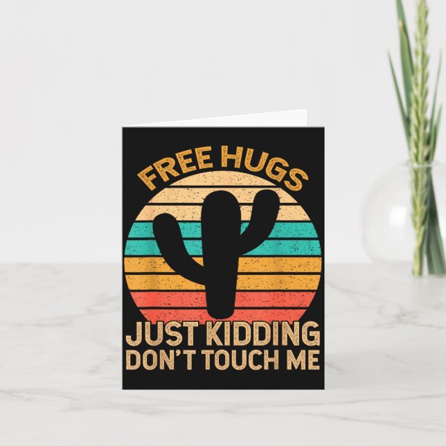 Hugs Just Kidding Don't Touch Me Cactus Humor Hugg Karte (Vorderseite)