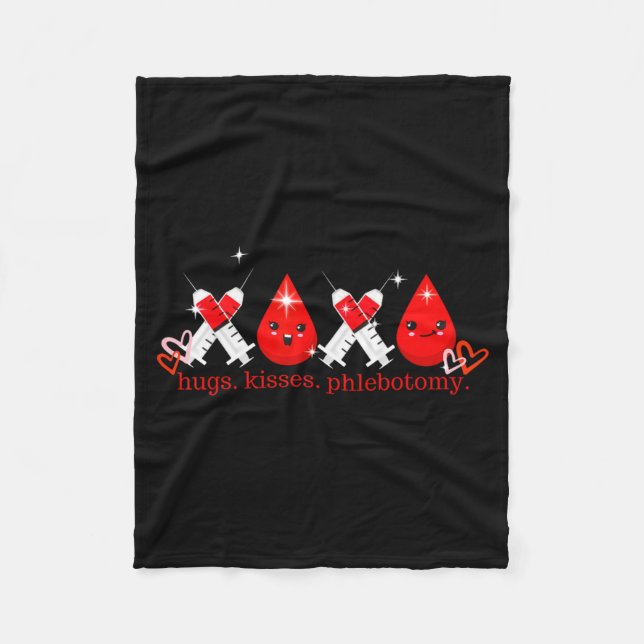 Hugs Kiss Phlebotomy Valentines Phlebotomist Lab T Fleecedecke (Vorderseite)