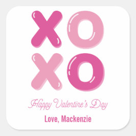 Hugs Kisses Balloon Letter Valentine's Day Quadratischer Aufkleber