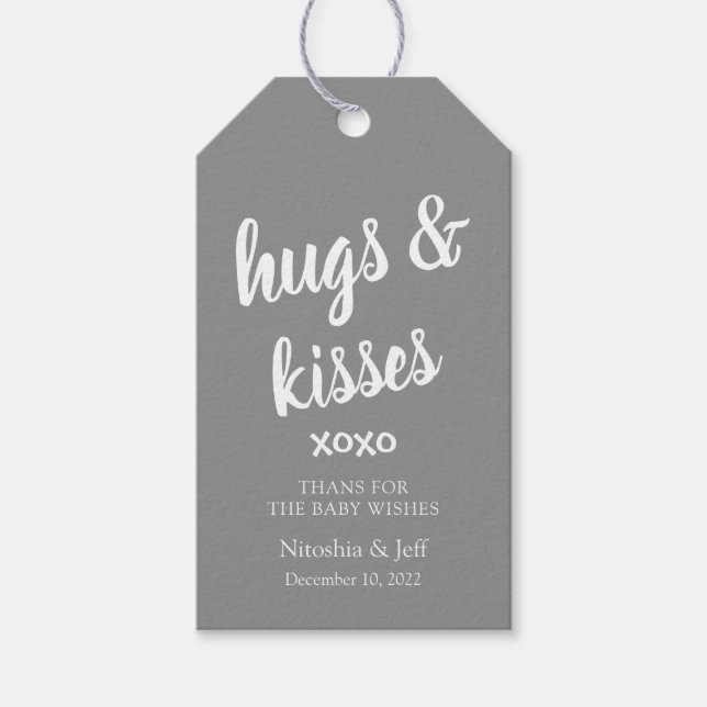 Hugs & Kisses Blue danke Ihnen Baby Shower Geschen Geschenkanhänger (Vorderseite)