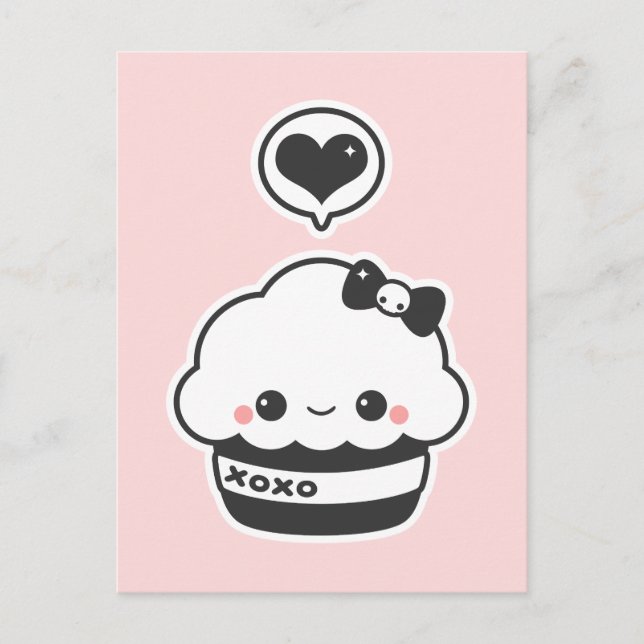Hugs & Kisses Cupcake Postkarte (Vorderseite)