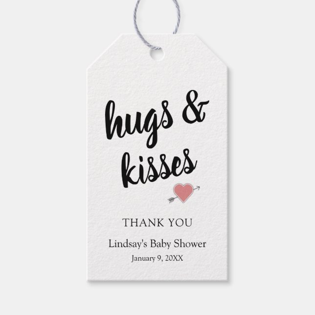 Hugs & Kisses danke dir Baby Shower Geschenktasten Geschenkanhänger (Vorderseite)