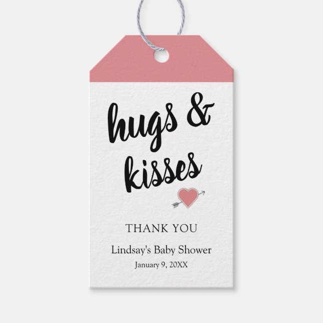 Hugs & Kisses danke dir Baby Shower Geschenktasten Geschenkanhänger (Vorderseite)